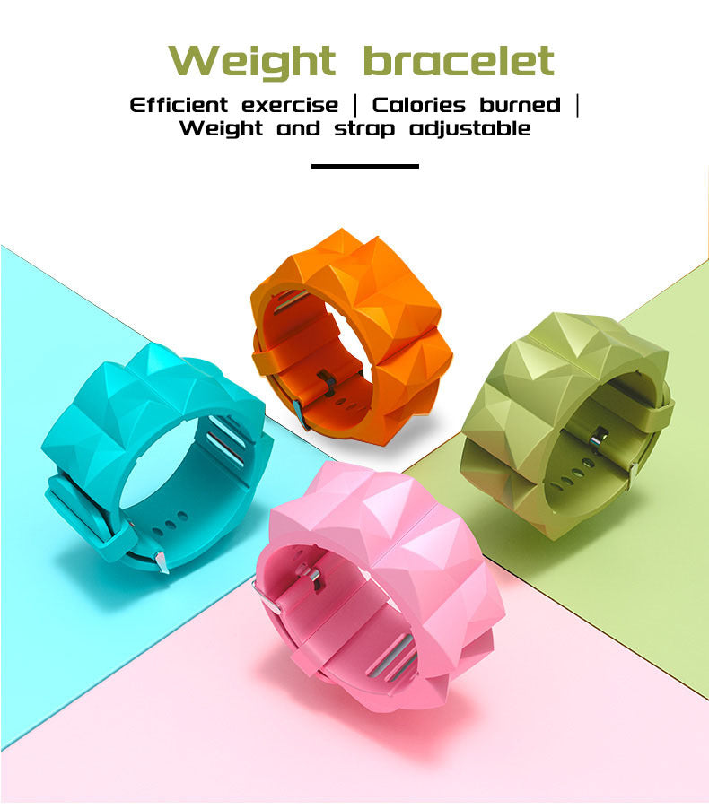 Geometric silicone wearable weight bangles in four colours