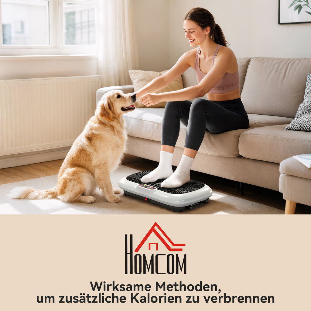 Vibration plate with remote control and bands, box contents