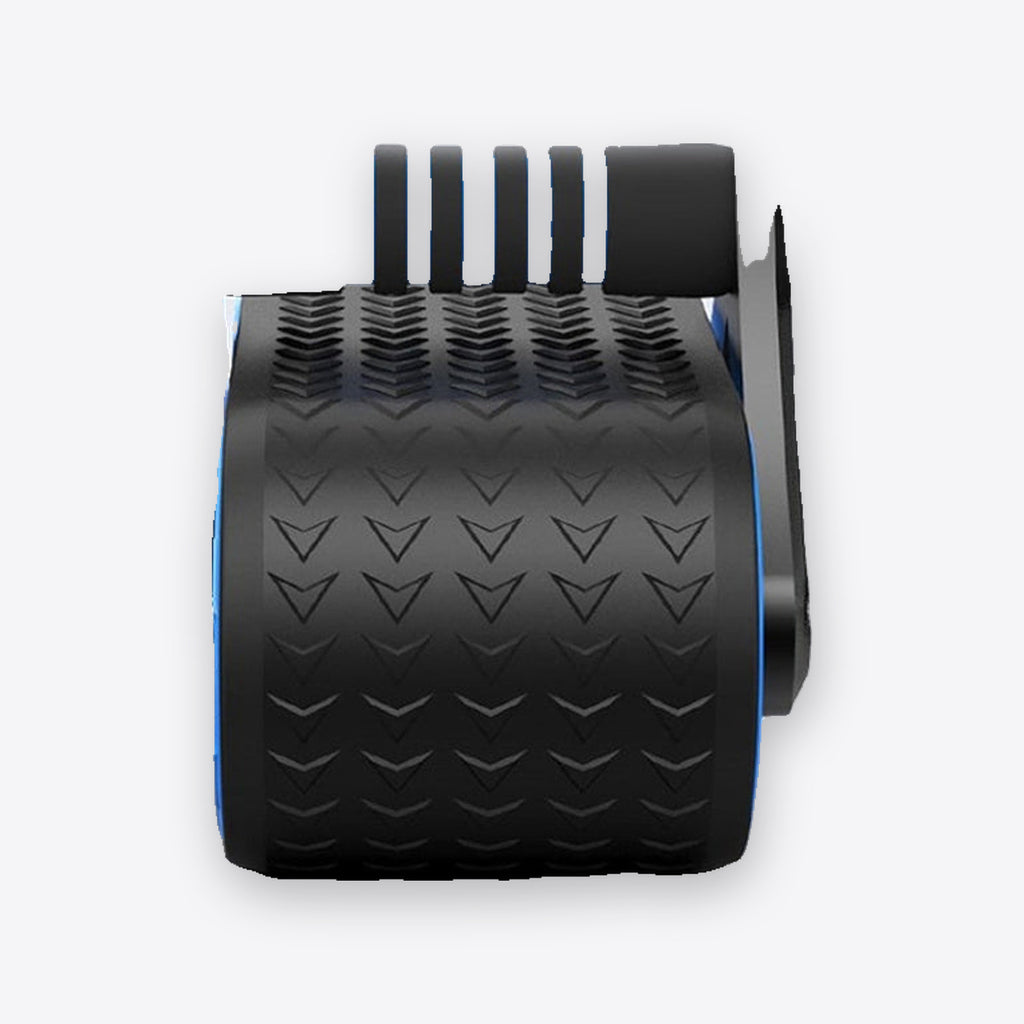 Close-up of the wide textured ab roller wheel