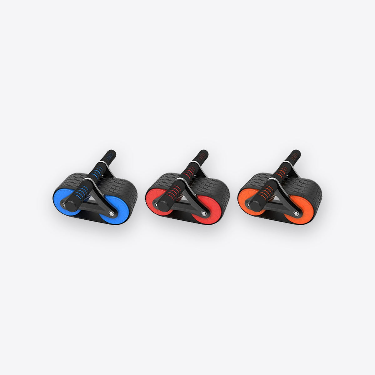 Ab roller wheel shown in three color finishes