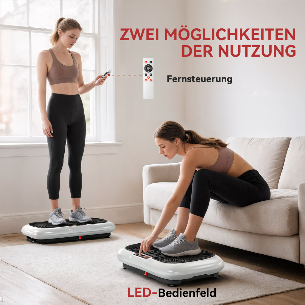 Vibration plate in use with resistance bands