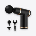 Black mini massage gun with four interchangeable heads