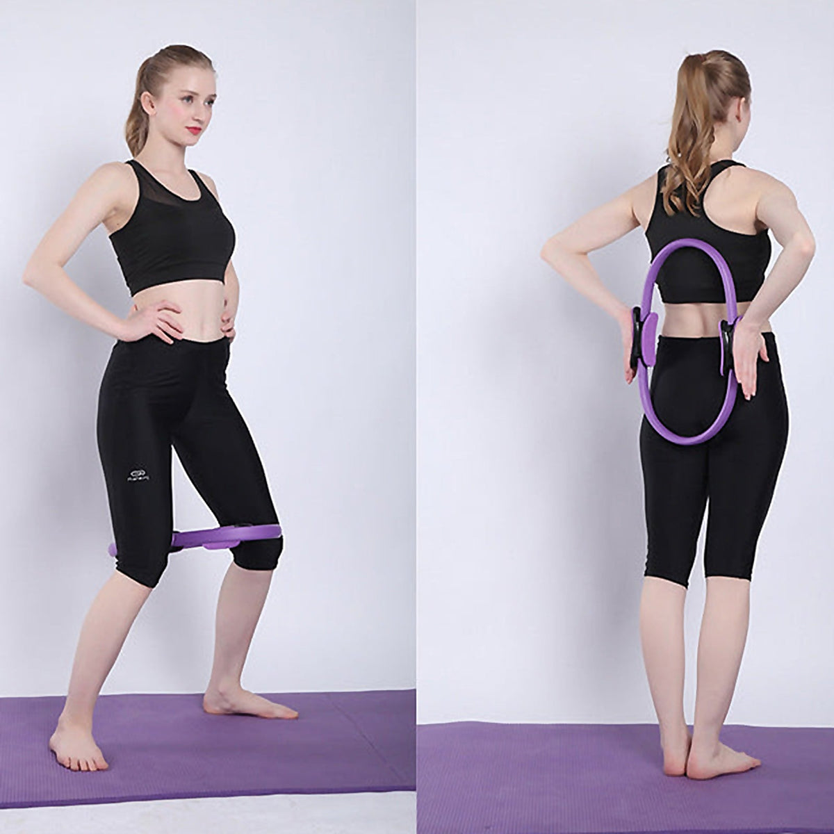 Heimform Pilates ring used standing, inner and outer thigh work