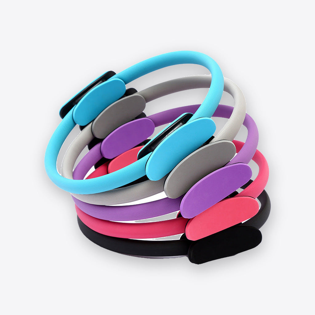 Stack of Pilates rings in several colors