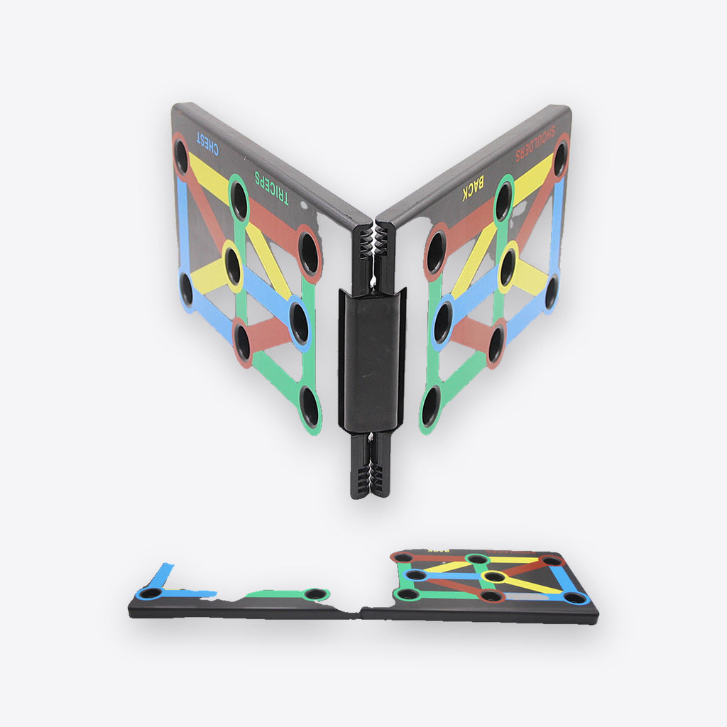 Push-up board folded in half for storage
