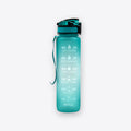 Teal 1 litre water bottle with hourly time markers