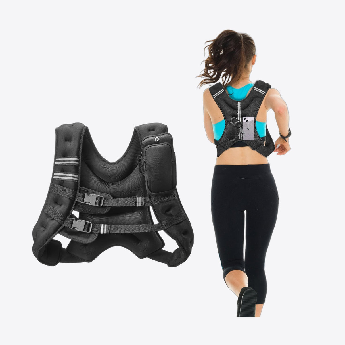Adjustable weighted vest 5 kg or 9 kg with reflective strips, Heimform catalogue photo